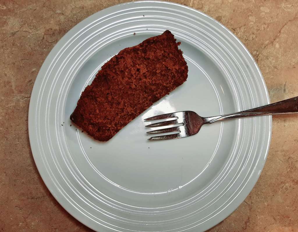 slice of homemade bread on a white plate