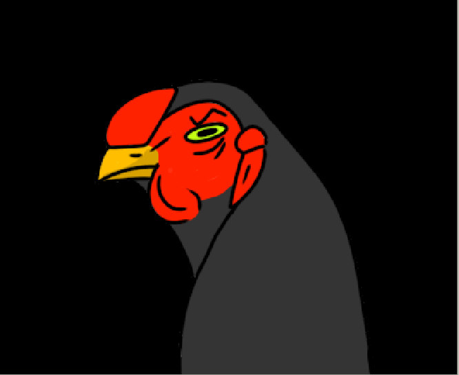 Digital Art of Strawberry comb on a black hen