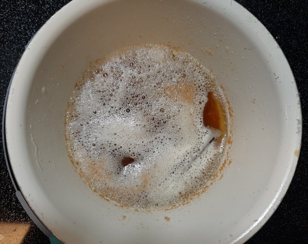 melted brown butter in small saucepan on a stove