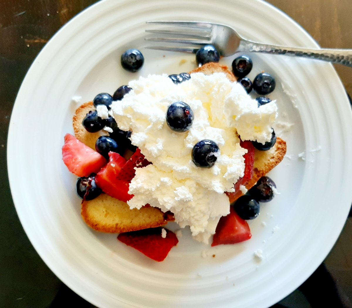 berries with pound cake and whipped cream