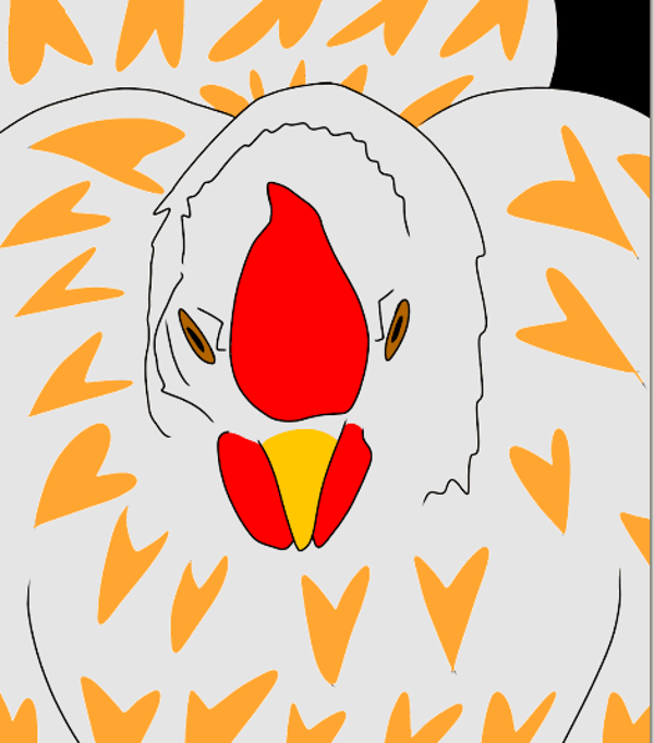 digital art of Cushion type comb on Wyandotte hen