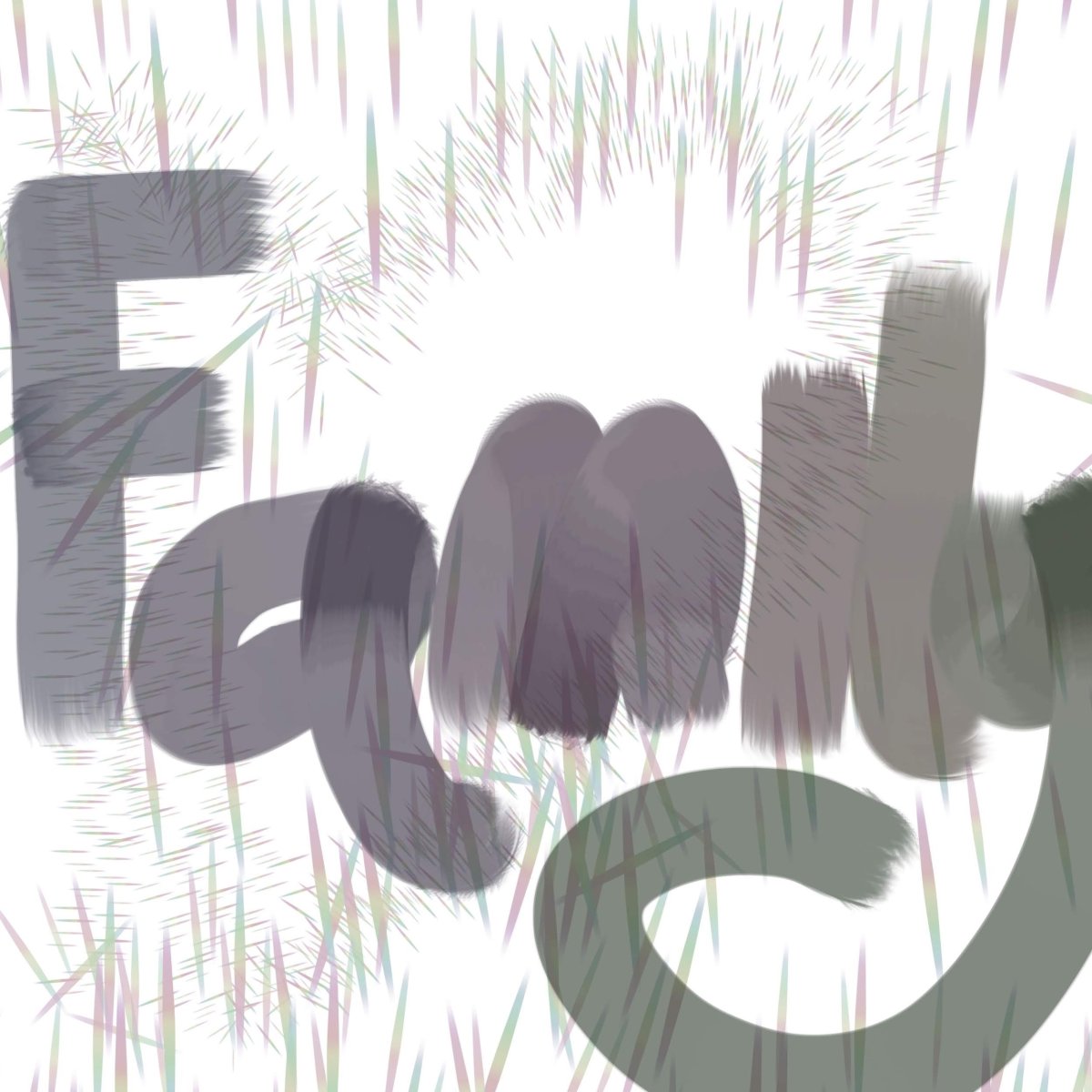 the word family in block letters on white background